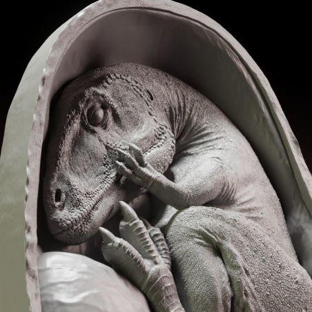 escultura ovo de dinossauro realista